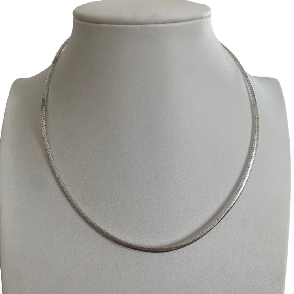 Sterling Silver Omega Necklace Snake Chain 925 signed italy 6" drop